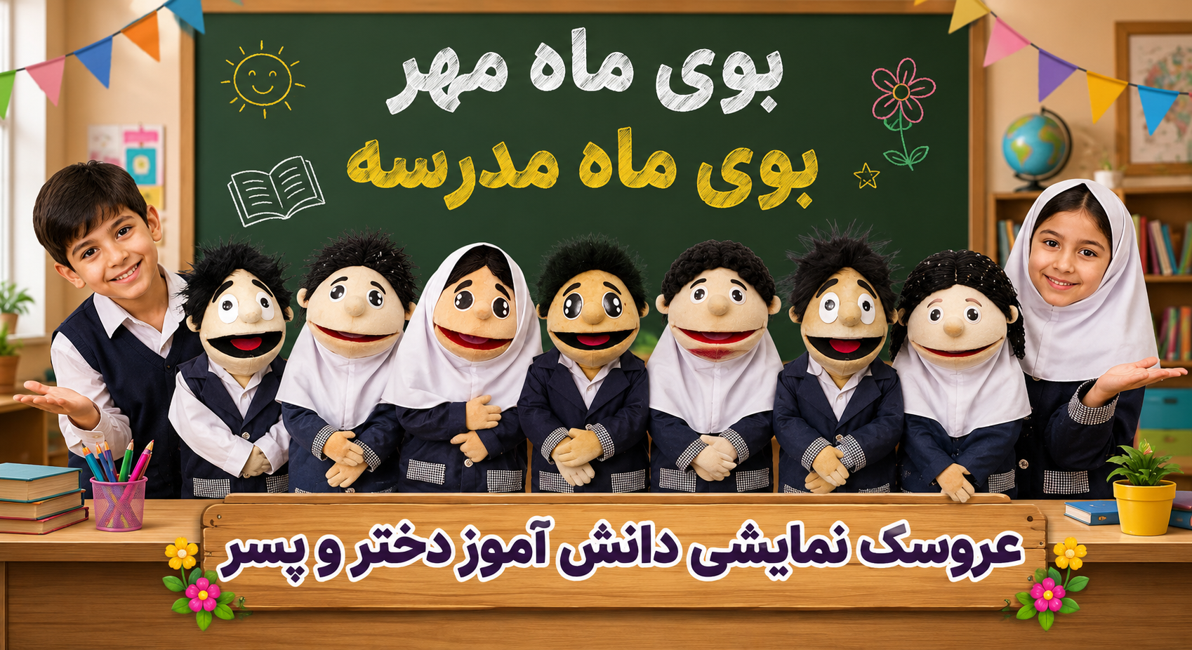 عروسک نمایشی دانش آموز دختر و پسر